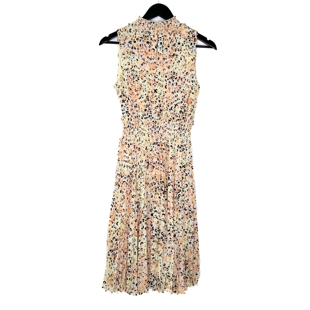 Nanette Lepore Dress Womens 4 Animal Print Pleated Dress Orange Yellow Leopard - Picture 6 of 6